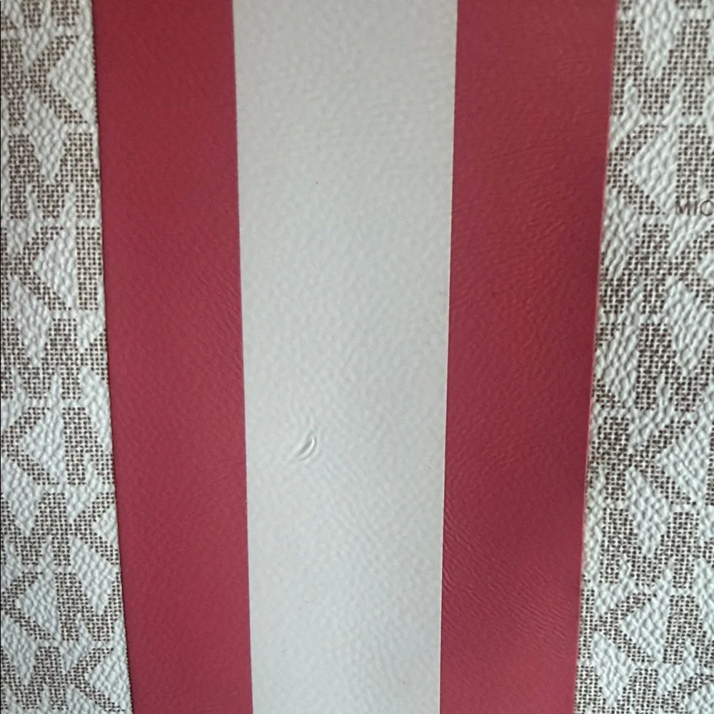 Michael Kors Cream Signature Tote with Pink & White Stripe